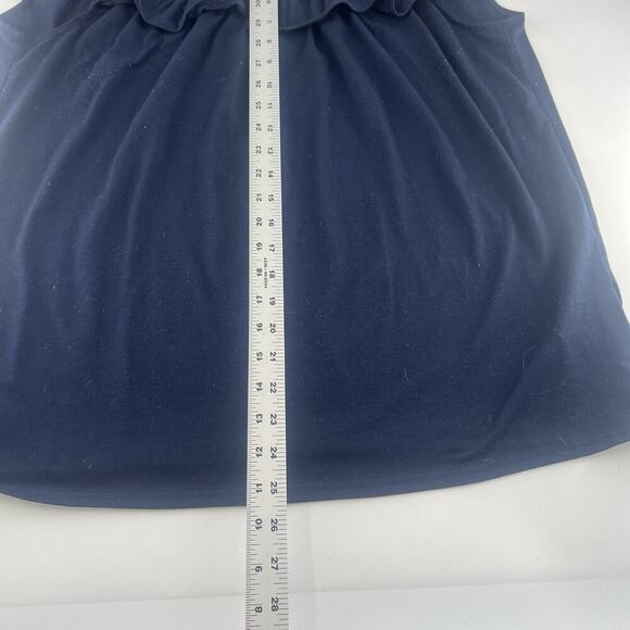 Lularoe Stasha Shirt Womens Large Navy Blue Ruffles Cap Sleeve Casual Stretchy - Picture 2 of 6